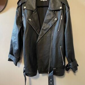 WeWoreWhat Black Moto Jacket with Silver Accents